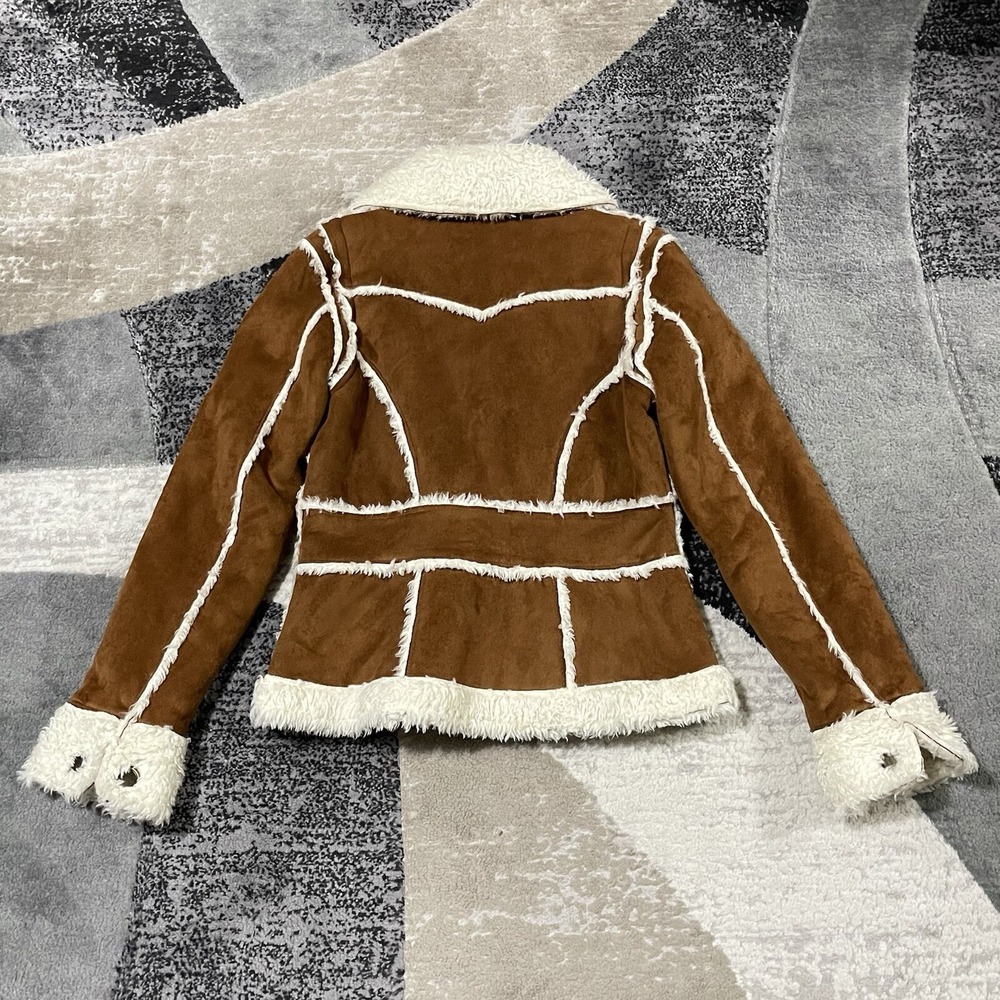 Regent & Company Jacket Faux Suede Women Medium Western Shearling Line Coat Yoke - Picture 5 of 16